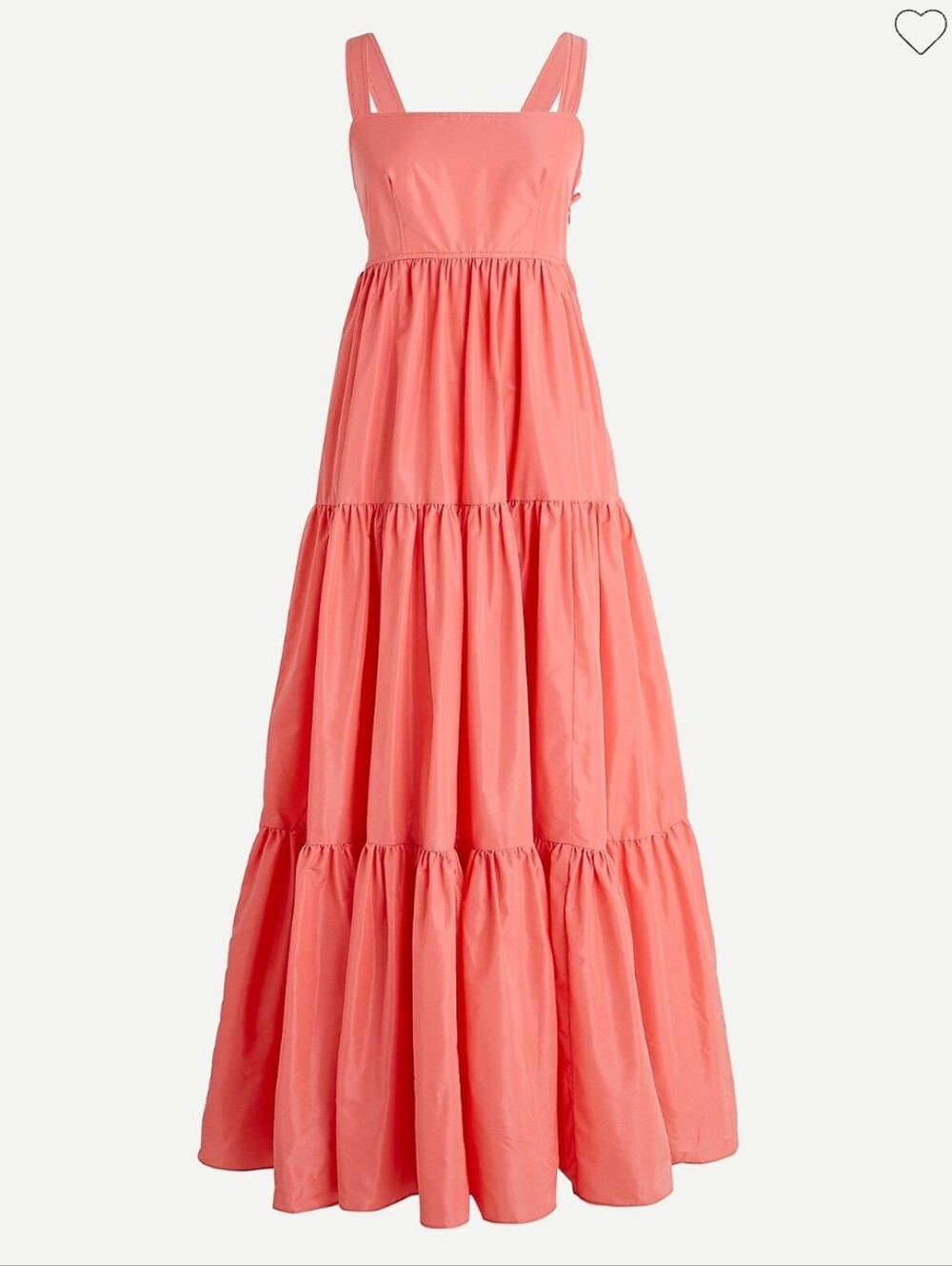 J. Crew Tiered Taffeta Maxi Coral Pink Criss Cross Back Dress